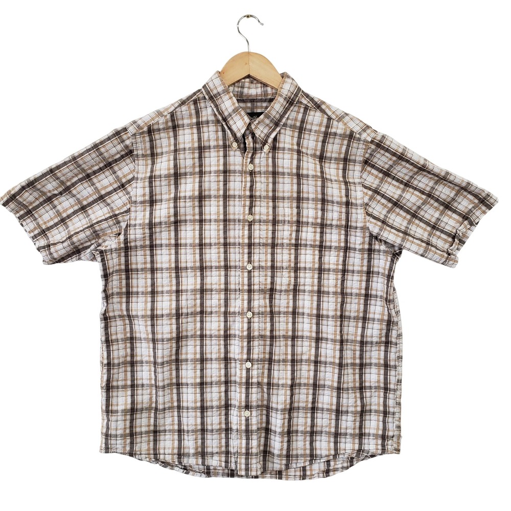 Eddie Bauer Mens Plaid Button Down Shirt Short Sleeve Casual Size L Outdoors - Picture 1 of 5